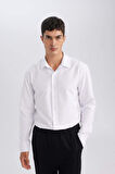 DeFacto Okula Dönüş Modern Fit Polo Yaka Dokulu Uzun Kollu Gömlek E0475AX24AUWT34