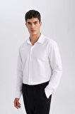 DeFacto Okula Dönüş Modern Fit Polo Yaka Dokulu Uzun Kollu Gömlek E0475AX24AUWT34
