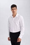 DeFacto Okula Dönüş Modern Fit Polo Yaka Dokulu Uzun Kollu Gömlek E0475AX24AUWT34