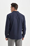 DeFacto Modern Fit Polo Yaka Dokulu Uzun Kollu Gömlek E0475AX24AUNV64