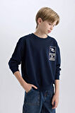DeFacto Erkek Çocuk Oversize Geniş Kalıp Bisiklet Yaka Sırt Baskılı Sweatshirt D7402A825SPNV146