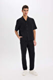 DeFacto %100 Pamuk Relax Fit Rahat Kesim Yazlık Müslin Kısa Paça Pamuklu Jogger Pantolon D6144AX25SMBK81