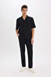 DeFacto %100 Pamuk Relax Fit Rahat Kesim Yazlık Müslin Kısa Paça Pamuklu Jogger Pantolon D6144AX25SMBK81