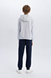 DeFacto Erkek Çocuk 2'li Takım Kapüşonlu Baskılı Sweatshirt Beli Lastikli Eşofman Altı D9798A825SPGR400
