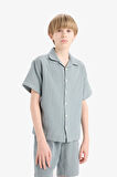 DeFacto Erkek Çocuk Oversize Geniş Kalıp Polo Yaka Müslin Kısa Kollu Gömlek W3239A625HSBE801