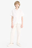 DeFacto Erkek Çocuk Oversize Geniş Kalıp Polo Yaka Müslin Kısa Kollu Gömlek W3239A625HSWT34