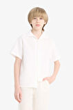 DeFacto Erkek Çocuk Oversize Geniş Kalıp Polo Yaka Müslin Kısa Kollu Gömlek W3239A625HSWT34