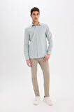Modern Fit Polo Yaka Basic Düz Uzun Kollu Gömlek