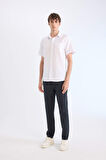 DeFacto Modern Fit Yazlık Polo Yaka Basic Düz Kısa Kollu Beyaz Gömlek E5077AX25SMWT34