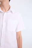 DeFacto Modern Fit Yazlık Polo Yaka Basic Düz Kısa Kollu Beyaz Gömlek E5077AX25SMWT34