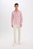 DeFacto Modern Fit Polo Yaka Çizgili Uzun Kollu Gömlek E5046AX25SMRD92
