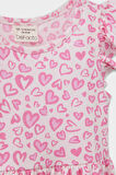 Kız Bebek Kalp Desenli Kısa Kollu Yazlık Elbise