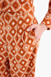 Wide Leg Geniş Bol Paça Desenli Viskon Pantolon 