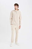 DeFacto Relax Fit Dik Yaka Fermuarlı Basic Düz Kalın Sweatshirt E5332AX24WNBG786