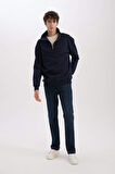 DeFacto Relax Fit Dik Yaka Fermuarlı Basic Düz Kalın Sweatshirt E5332AX24WNNV118