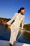 Regular Fit Uzun Kollu Dantelli Maxi Plaj Elbisesi-Fall in Love