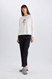 DeFacto Disney Mickey Mouse &Friends Pijama Takımı Uzun Kollu Üst Esnek Belli Uzun Altı-Fall in Love D8464AX25SPBK81