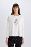 DeFacto Disney Mickey Mouse &Friends Pijama Takımı Uzun Kollu Üst Esnek Belli Uzun Altı-Fall in Love D8464AX25SPBK81