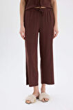 DeFacto Pijama Takımı Keten Kısa Kollu Pijama Üstü Esnek Belli Pijama Altı-Fall in Love E3571AX25SPBN166