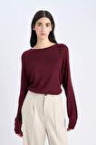 DeFacto Regular Fit Bisiklet Yaka Basic Düz Bordo Triko Kazak	 D6281AX25SPBR327