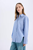 Coool Oversize Geniş Kalıp Çizgili Poplin Uzun Kollu Gömlek