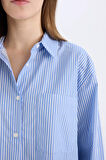 Coool Oversize Geniş Kalıp Çizgili Poplin Uzun Kollu Gömlek