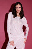 DeFacto Pijama Takımı Uzun Kollu Üst Uzun Altı-Fall in Love D8457AX25SPER98