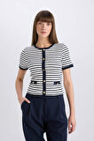 DeFacto Slim Fit Dar Kesim Bisiklet Yaka Çizgili Kısa Kollu Tişört C2566AX25SPNV251