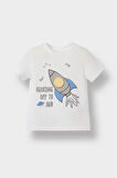 Erkek Bebek Pijama Takımı Uzay Baskılı Kısa Kollu Penye Üst Beli Lastikli Şort