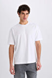 Oversize Geniş Kalıp Bisiklet Yaka Basic Düz Kısa Kollu Tişört