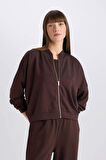 DeFacto Relax Fit Hakim Yaka Basic Düz Fermuarlı Soft Touch Sweatshirt E5817AX25SPBN267