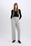 DeFacto Wide Leg Flanel Kışlık Pantolon Yüksek Bel Geniş Düz Paça Pensli E6127AX24WNGR93