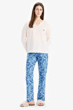 DeFacto Pijama Takımı Uzun Kollu Üst Esnek Belli Uzun Altı-Fall in Love E4848AX25SPIN33