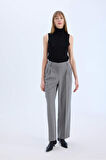 Wide Leg Yüksek Bel Düz Paça Flanel Pantolon