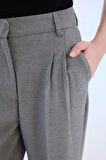Wide Leg Yüksek Bel Düz Paça Flanel Pantolon