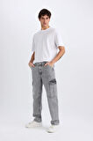 DeFacto %100 Pamuk Relax Fit Rahat Kesim Kargo Cepli Geniş Paça Jean Pantolon D7263AX25SPNM18