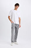 DeFacto %100 Pamuk Relax Fit Rahat Kesim Kargo Cepli Geniş Paça Jean Pantolon D7263AX25SPNM18