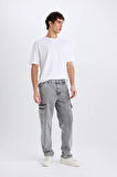 DeFacto %100 Pamuk Relax Fit Rahat Kesim Kargo Cepli Geniş Paça Jean Pantolon D7263AX25SPNM18
