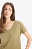 DeFacto Regular Fit V Yaka Basic Düz Kısa Kollu Tişört K1507AZ25SMKH176