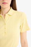 Slim Fit Dar Kesim Fitilli Kaşkorse Kısa Kollu Polo Tişört