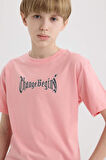 DeFacto Erkek Çocuk Bisiklet Yaka Sırt Baskılı Kısa Kollu Tişört E0101A825SMPN185