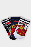 Erkek Çocuk Marvel Avengers 3'lü Pamuklu Patik Çorap