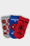 Erkek Çocuk Marvel Spiderman 3'lü Pamuklu Patik Çorap