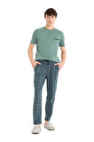 Regular Fit Pijama Takımı Kısa Kollu Üst Kareli Uzun Alt