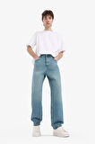 DeFacto Baggy Fit Geniş Kalıp Normal Bel Geniş Paça Pamuklu Soluk Efektli Jean Pantolon D7279AX25SPNM29