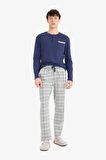 DeFacto Regular Fit Pijama Takımı Uzun Kollu Üst Kareli Uzun Alt E0508AX25SPNV31