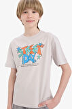 DeFacto Erkek Çocuk Bisiklet Yaka Baskılı Kısa Kollu Tişört E6318A825HSGR470