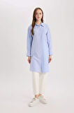 DeFacto Relax Fit Çizgili Poplin Uzun Kollu Tesettür Gömlek Tunik E4356AX25SPBE40