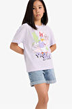 DeFacto Kız Çocuk Disney Mickey Mouse &Friends Relax Fit Bisiklet Yaka Kısa Kollu Tişört E2629A825SMPR40