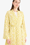 DeFacto Relax Fit Bisiklet Yaka Desenli Viskon Kimono E7262AX25SMGN734